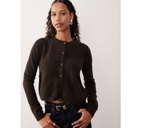 JDY - Cardigan girocollo marrone cioccolato in misto lana S