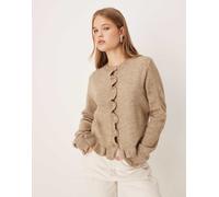 JDY - Cardigan in maglia beige scuro con volant-Neutro S