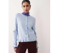 JDY - Cardigan in maglia blu pallido con volant XS