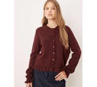 JDY - Cardigan in maglia bordeaux con volant-Rosso S