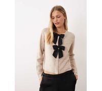 JDY - Cardigan in maglia color panna con fiocchi-Bianco L