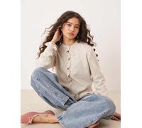 JDY - Cardigan in maglia color panna con volant-Bianco S