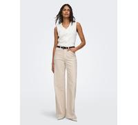 JDY - Carina - Jeans a fondo ampio a vita alta écru-Bianco S