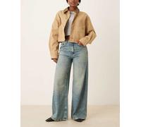 JDY - Carina - Jeans a fondo ampio blu lavaggio medio con cuciture asimmetriche L L32