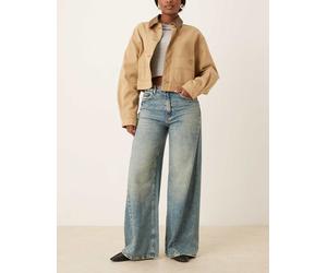 JDY - Carina - Jeans a fondo ampio blu lavaggio medio con cuciture asimmetriche L L32