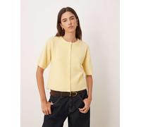 JDY - Corto in maglia color latticello a maniche corte-Giallo L