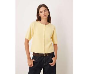 JDY - Corto in maglia color latticello a maniche corte-Giallo S