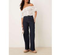 JDY - Felina - Jeans a fondo ampio a vita alta blu risciacquato XS L34