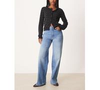 JDY - Felina - Jeans a fondo ampio e vita alta blu lavaggio medio M L32