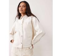 JDY - Giacca di jeans squadrata color panna con tasche frontali-Bianco M