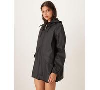 JDY - Giacca impermeabile taglio lungo con cappuccio nera-Nero XS