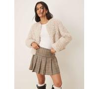 JDY - Giacca taglio corto bianca in pelliccia sintetica-Bianco 3XL