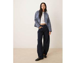 JDY - Giacca trapuntata con stampa patchwork azzurra-Blu L