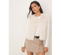 JDY - Gilet color crema in pelliccia sintetica-Bianco 2XL