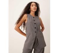 JDY - Gilet grigio taglio lungo con bottoni in coordinato 3XL