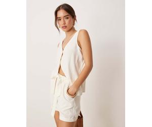 JDY - Gilet in misto lino bianco in coordinato S