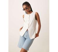 JDY - Gilet taglio lungo bianco con scollo squadrato L