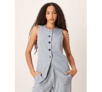 JDY - Gilet taglio lungo blu polvere con bottoni in coordinato M