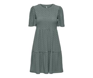 JdY JDYCARLA - Mini Abito da Donna con Ricamo a Forato, a Maniche Corte, Girocollo, per Il Tempo Libero, Chinois Green, M