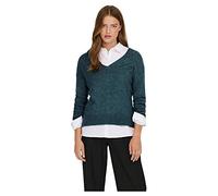 JdY JDYELANORA L/S V-Neck PULLO. Knt Noos Maglione Lavorato a Maglia, Atlantic Deep/Detail:Melange, S Donna