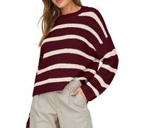 JdY Jdyjusty L/S Stripe Pullover Knt Noos Maglione Lavorato a Maglia, Cabernet, XS