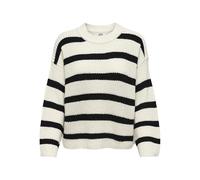 JDY Jdyjusty L/S Stripe Pullover Knt Noos, Pullover Donna, Eggnog Stripes Black, S