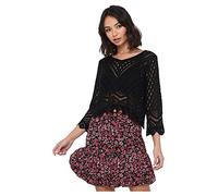 JDY - Top traforato nero con bordi smerlati XS