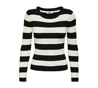 JDY - Maglione a righe bianco e nero con scollo rotondo M