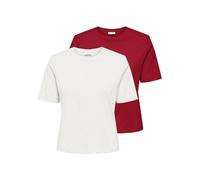 JdY Jdyrex Rex S/S Top 2-Pack Jrs Dia, Barbados Ciliegia, M (Pacco da 2) Donna