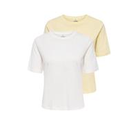 JdY Jdyrex Rex S/S Top 2-Pack Jrs Dia, Giallo Pastello, S (Pacco da 2) Donna