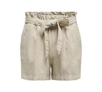 JDY - Pantaloncini allacciati in vita in lino color avena in coordinato-Neutro 42