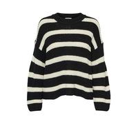 JDY Jdyjusty L/S Stripe Pullover Knt Noos, Pullover Donna, Black Stripes Eggnog, M