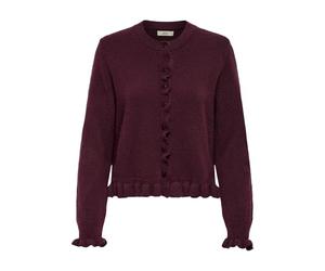 JdY Letty L/S On Frill Cardigan Knt Noos, Maroon Banner, XS