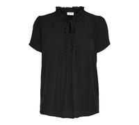 JDY Top Donna Girocollo Scollo a V Camicia Morbida Dettagli a Fiocco, Colore:Nero, Taglia:40