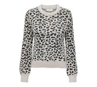 JDY Lorraine Animal L/S Maglione Knt Noos, Cemento/Dettaglio: faretti Neri leopardati, XXL