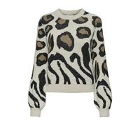 JdY Lorraine Animal L/S-Maglione Knt Noos Lavorato a Maglia, Cemento/Dettaglio: Mix di Palline di Colore Nero, XS Donna