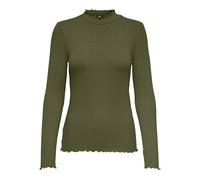 JDY Maglia Sottile a Maniche Lunghe Scollo Rotondo - Top in Stretch con Colletto JDYFRANSISKA, Colore:Oliva, Taglia:L