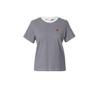 JDY - T-Shirt squadrata crema e blu navy a righe-Bianco M