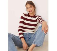 JDY - Maglione a righe bordeaux con scollo rotondo-Rosso 2XL