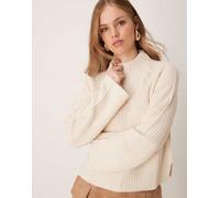 JDY - Maglione accollato crema con spacco laterale-Bianco XL