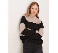 JDY - Maglione accollato crema e nero a righe testurizzato XL