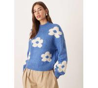JDY - Maglione blu con fiori XS