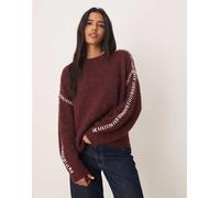 JDY - Maglione bordeaux con cuciture-Rosso XS