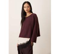 JDY - Maglione bordeaux con scollo a barchetta-Rosso XL