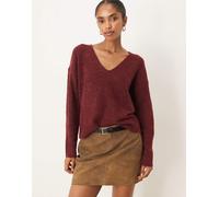 JDY - Maglione bordeaux con scollo a V-Rosso M