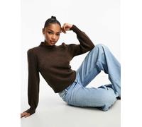 JDY - Maglione color cioccolato con maniche a sbuffo-Marrone 2XL