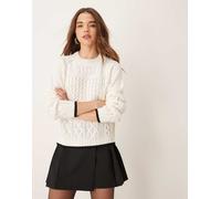JDY - Maglione color panna testurizzato con finiture a contrasto-Bianco XL