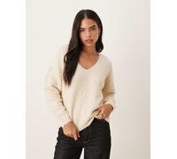 JDY - Maglione extra largo color crema con scollo a V-Bianco M