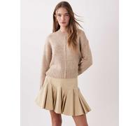 JDY - Maglione girocollo squadrato beige con cuciture a vista-Neutro S