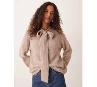 JDY - Maglione lavorato beige mélange con fiocco-Neutro XS